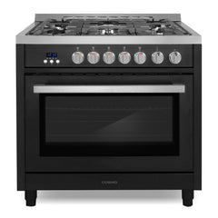 Cosmo Cosmo 36 in. Nebula Collection 3.8 cu. ft. Gas Range, 5 Burners, Rapid Convection Oven, Cast Iron Grates in Matte Black - COS-965AGFC-BKS