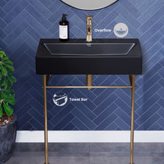 Swiss Madison Claire 30" Console Sink Matte Black Basin w/ Legs - SM-CS7