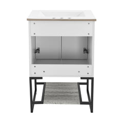Swiss Madison Marseille 24 in. Gray Oak Bathroom Vanity With White, 3-Hole Ceramic Sink Top - SM-BV142-3