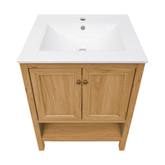 Swiss Madison Chateau 24" Freestanding Bathroom Vanity in Golden Oak with Sink Top - SM-BV240