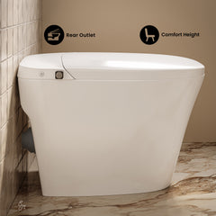 Swiss Madison Hugo H Power Flush Tankless Toilet 7" Back Outlet 1 GPF Non-Electric Toilet with Integrated Tank and Manual Bidet in Glossy White - SM-1T3907GW