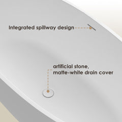 Altair Euston 55" x 30" Solid Surface Soaking Bathtub with Integrated Overflow - 53155-BAT