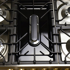 Hallman 36 in. Single Oven All Gas Italian Range, Brass Trim HGR36BS