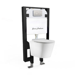 Swiss Madison Calice Wall-Hung Toilet Bundle 0.8/1.6 GPF Dual Flush in Glossy White - The Home Selection