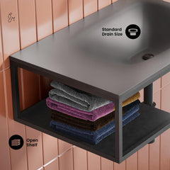 Swiss Madison Lisse 24" Rectangle Concrete Wall-Mount Bathroom Sink in Taupe with Matte Black Frame - The Home Selection