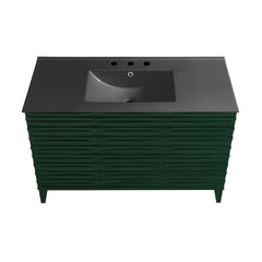 Swiss Madison Cascade 48" Freestanding Bathroom Vanity in Green Oak with Black 3-Hole Widespread Sink Top - SM-BV557GA-3WMB