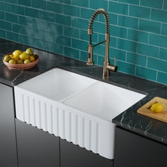 Swiss Madison Delice 33" x 18" Duo Ceramic Farmhouse Sink - SM-KS246 - The Home Selection
