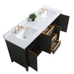 Vanity Art 72-Inch Bathroom Vanity: Double Sink, Ceramic Top, Soft-Closing Doors & Drawers, Solid Wood Frame - CVH72D
