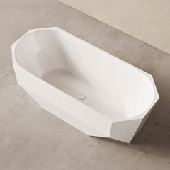 Swiss Madison Brusque 67" Diamond Shaped Soaking Freestanding Bathtub in Glossy White, Drain Included - SM-FB4001GW