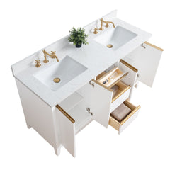 Vanity Art 60-Inch Bathroom Vanity: Double Sink, Ceramic Top, Soft-Closing Doors & Drawers, Solid Wood Frame - CVH60D