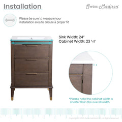 Swiss Madison Calice 24" Bathroom Vanity in Carbon Gray - SM-BV421