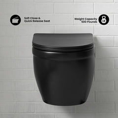 Swiss Madison Ivy Wall-Hung Toilet Bundle 0.8/1.6 GPF Dual Flush with Black Flush Plate - SM-WT0902