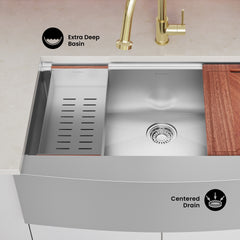 Swiss Madison Rivage 36 x 22 Single Basin Apron Kitchen Workstation Sink - SM-KS786 - The Home Selection