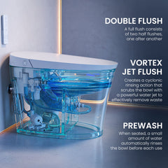 Swiss Madison Viro V20 Smart Toilet 12” Rough-in ADA Height in Glossy White with Foam Shield, Integrated Tank, Auto Open/Close, Foot Sensor - SM-ST9502GW