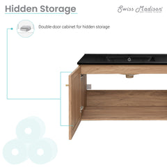 Swiss Madison Classe 36 Wall Hung Bathroom Vanity With Black Ceramic Sink Top - SM-BV667