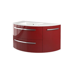 LaToscana Ameno 38" Wall Mounted Vanity Set with Right Rounded Cabinet Glossy Red - AM38OPT1R