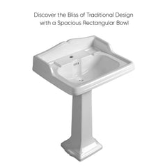 Whitehaus Isabella Collection Traditional Pedestal with an Integrated Large Rectangular Bowl, Backsplash, Dual Soap Ledges, Decorative Trim and Overflow - AR824-AR805