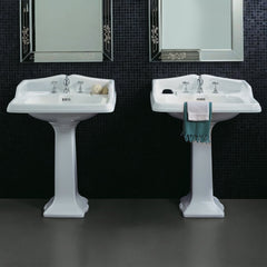 Whitehaus Isabella Collection Traditional Pedestal with an Integrated Large Rectangular Bowl, Backsplash, Dual Soap Ledges, Decorative Trim and Overflow - AR824-AR805
