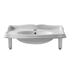 Whitehaus Isabella Collection 40" Rectangular Wall Mount Basin with Integrated Oval Bowl and Ceramic Shelf Supports - AR874-MNSLEN