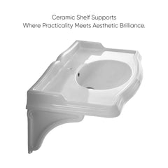 Whitehaus Isabella Collection 40" Rectangular Wall Mount Basin with Integrated Oval Bowl and Ceramic Shelf Supports - AR874-MNSLEN