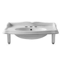 Whitehaus Isabella Collection 40" Rectangular Wall Mount Basin with Integrated Oval Bowl and Ceramic Shelf Supports - AR874-MNSLEN