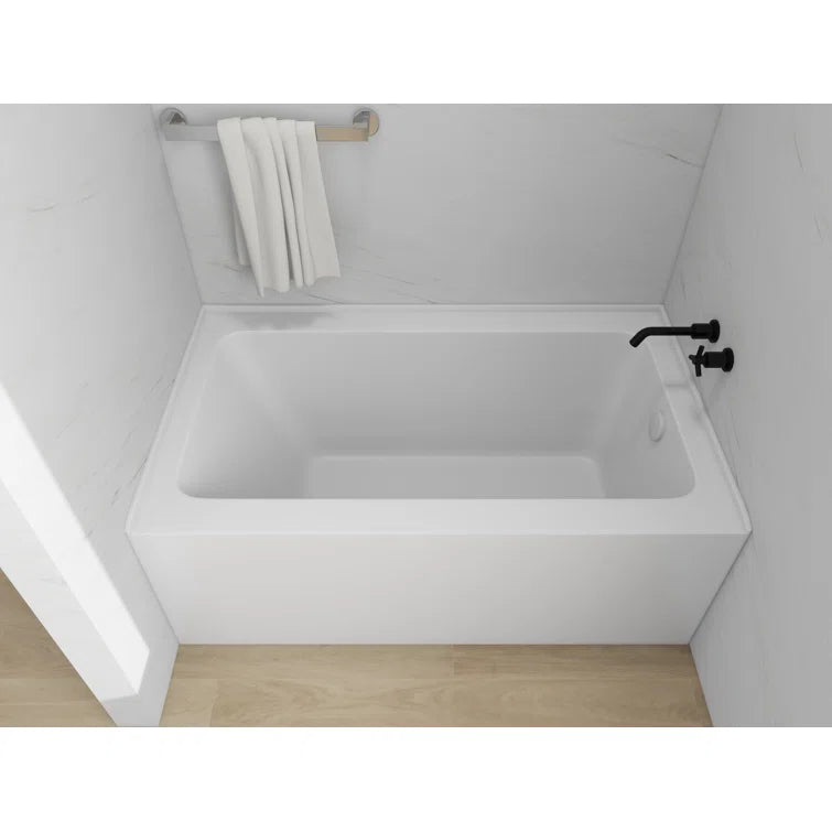 Vanity Art 54"x 32" Pure White Alcove Soaking Tub with Overflow and Drain - B301M-Right