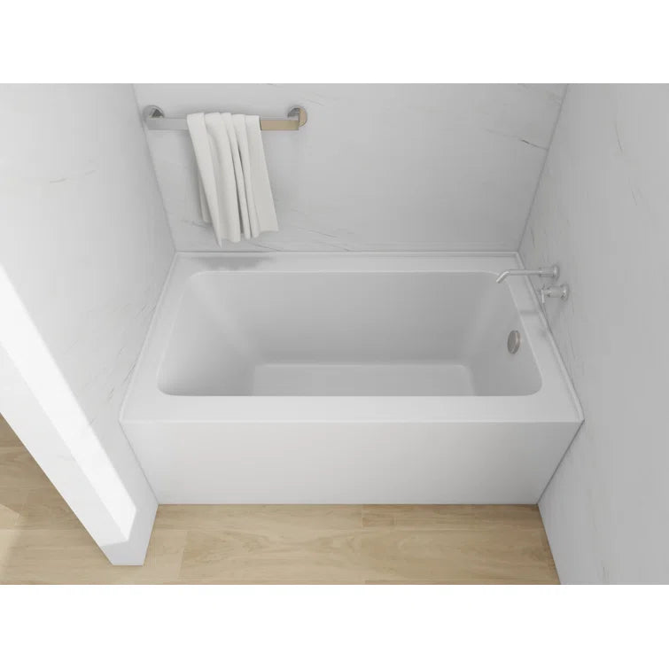Vanity Art 54"x 32" Pure White Alcove Soaking Tub with Overflow and Drain - B301M-Right