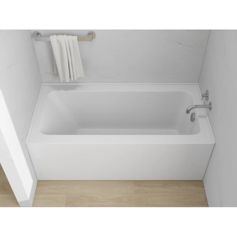 Vanity Art 60"x 30" Pure White Alcove Soaking Tub with Overflow and Drain - B3022-Right