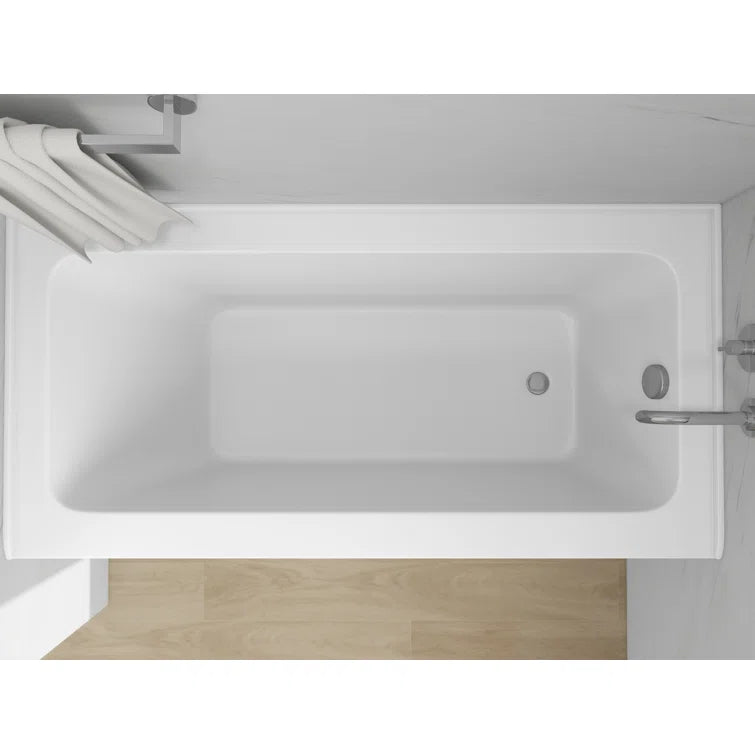 Vanity Art 60"x 30" Pure White Alcove Soaking Tub with Overflow and Drain - B3022-Right