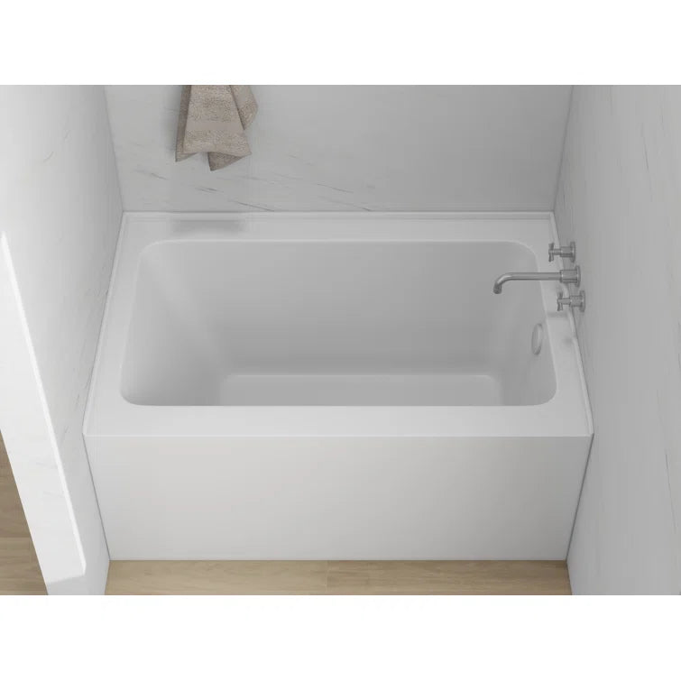 Vanity Art 48"x 32" Pure White Alcove Soaking Tub with Overflow and Drain - B3011-Right