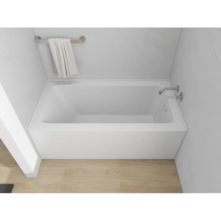 Vanity Art 48"x 32" Pure White Alcove Soaking Tub with Overflow and Drain - B3011-Right