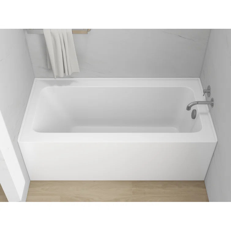Vanity Art 60"x 30" Pure White Alcove Soaking Tub with Overflow and Drain - B3022-Right