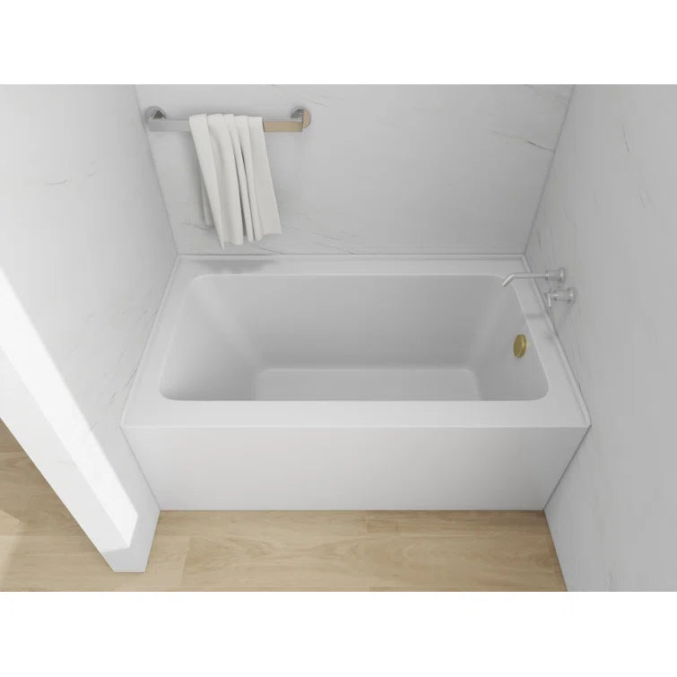 Vanity Art 54"x 32" Pure White Alcove Soaking Tub with Overflow and Drain - B301M-Right