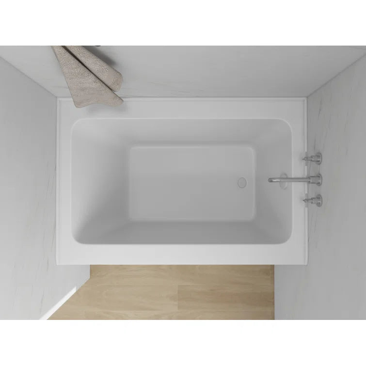 Vanity Art 48"x 32" Pure White Alcove Soaking Tub with Overflow and Drain - B3011-Right