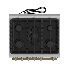Forno Leonardo Espresso 30" White Gas Range, 5 Burners, 39 500 BTU, 5 cu.ft. Convection Oven - FFSGS1116-30WHT