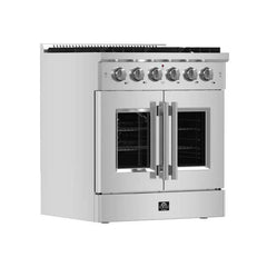 Forno Galiano 30-Inch Freestanding French Door Gas Range, 4 Burners, Convection Oven, Energy Efficient - FFSGS6444-30