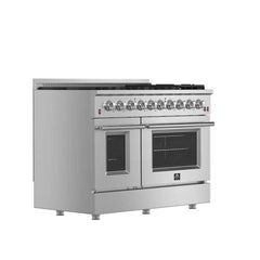 Forno 48" Galiano Gas Range with 8 Burners, Griddle, and Double Oven - FFSGS6244-48