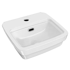 Whitehaus Rectangular Wall Mount Basin with Overflow Control Ledge, Single Faucet Drilling and Overflow - B-EVO