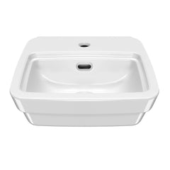 Whitehaus Rectangular Wall Mount Basin with Overflow Control Ledge, Single Faucet Drilling and Overflow - B-EVO