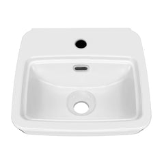 Whitehaus Rectangular Wall Mount Basin with Overflow Control Ledge, Single Faucet Drilling and Overflow - B-EVO