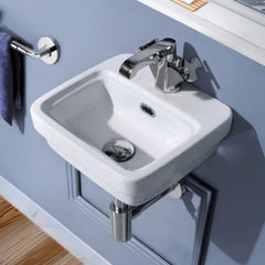 Whitehaus Rectangular Wall Mount Basin with Overflow Control Ledge, Single Faucet Drilling and Overflow - B-EVO