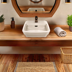 Whitehaus Rectangular Wall Mount Basin with Overflow Control Ledge, Single Faucet Drilling and Overflow - B-EVO