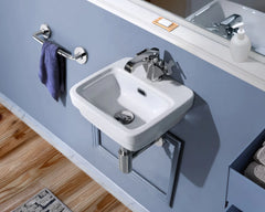 Whitehaus Rectangular Wall Mount Basin with Overflow Control Ledge, Single Faucet Drilling and Overflow - B-EVO
