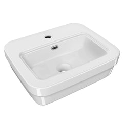 Whitehaus Rectangular Wall Mount Basin with Overflow Control Ledge, Single Faucet Drilling and Overflow - B-EVO