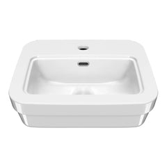 Whitehaus Rectangular Wall Mount Basin with Overflow Control Ledge, Single Faucet Drilling and Overflow - B-EVO
