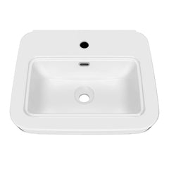 Whitehaus Rectangular Wall Mount Basin with Overflow Control Ledge, Single Faucet Drilling and Overflow - B-EVO