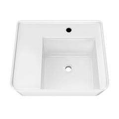 Whitehaus Rectangular Wall Mount Basin with Faucet Drilling Options and Rear Center Drain Location