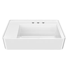 Whitehaus Rectangular Wall Mount Basin with Faucet Drilling Options and Rear Center Drain Location