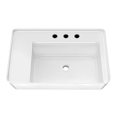 Whitehaus Rectangular Wall Mount Basin with Faucet Drilling Options and Rear Center Drain Location