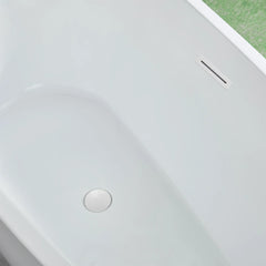 Vanity Art 59" Freestanding Acrylic Soaking Tub with Polished Overflow & Pop-Up Drain - VA6515-S